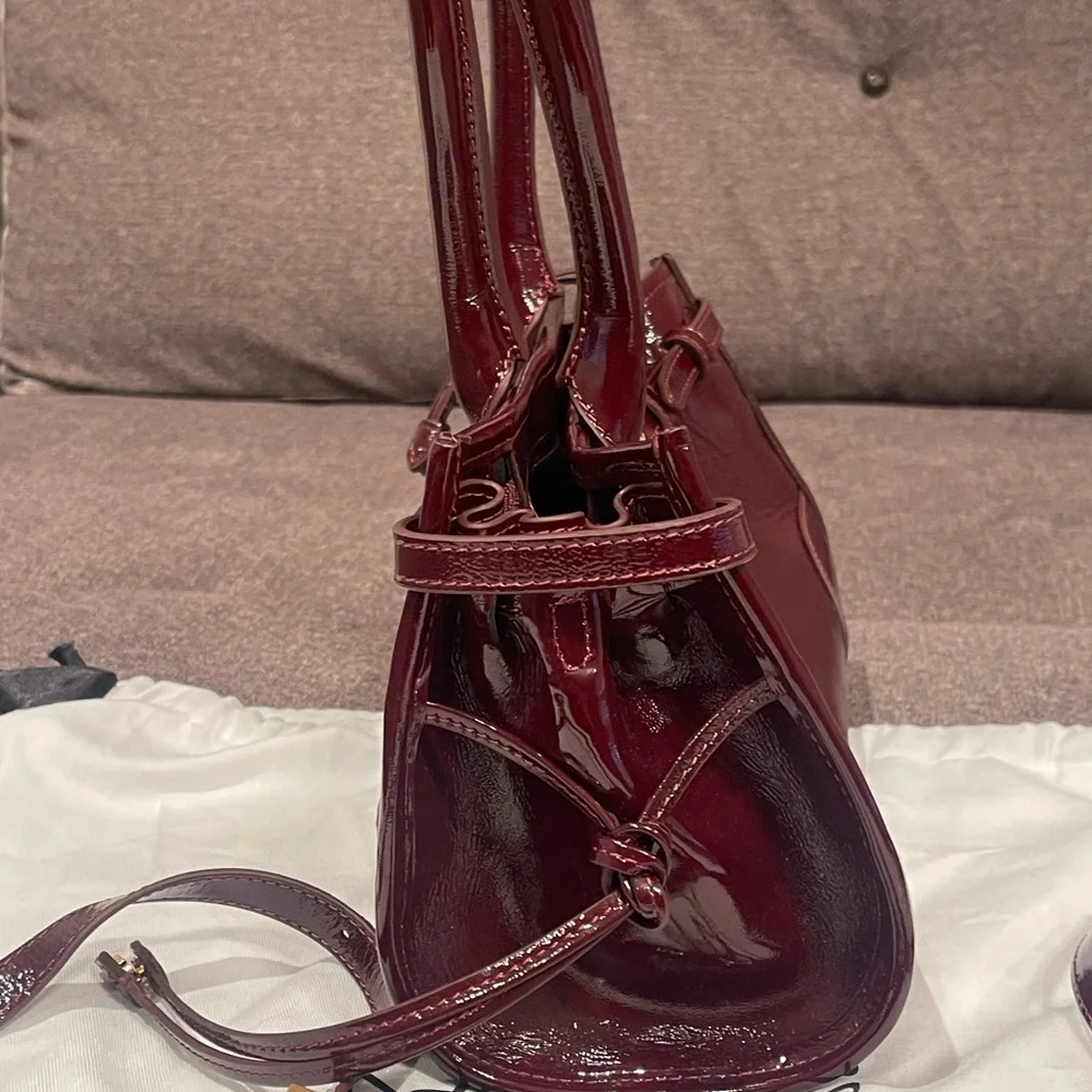 AUTHENTIC ONCE-USED MANC BABY JANE BURGUNDY HANDBAG- sold out online! - Picture 5 of 11